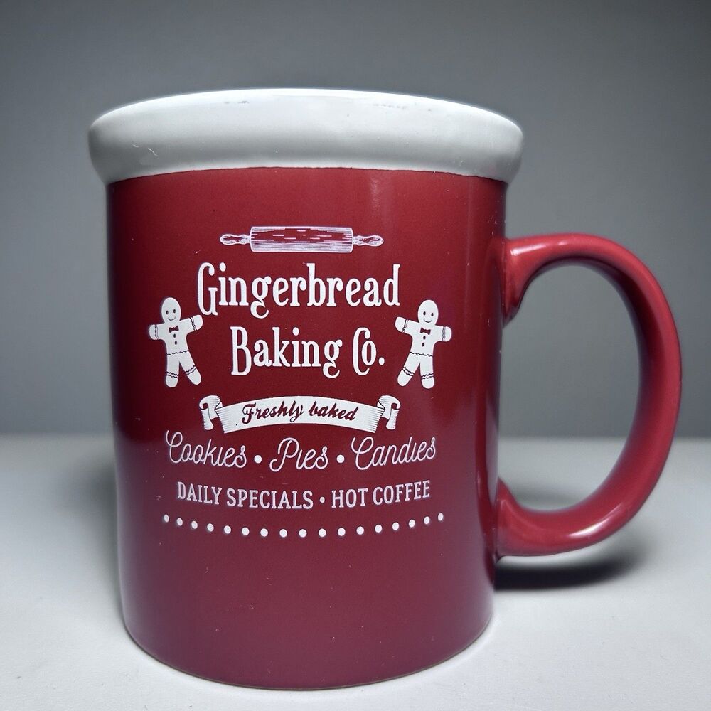 Christmas Gingerbread Baking Company Coffee Large Mug Santa Red & White Holiday